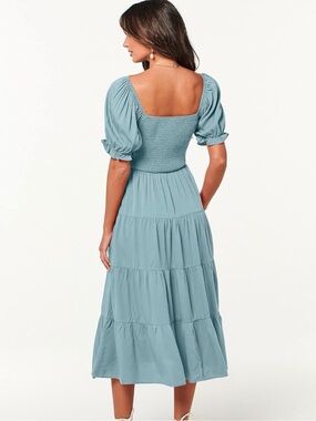Teal Puff-Sleeve Maxi Dress - Women